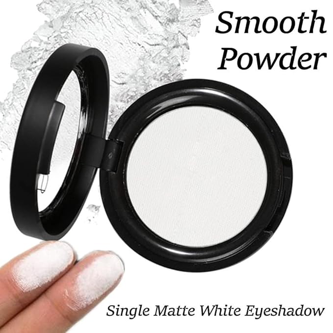 Mysense Single Matte Eyeshadow - Pressed Fine Powder Eye Shadow, Face Foundation Setting Powder, Longwear White Eye Makeup Palette for Day & Night