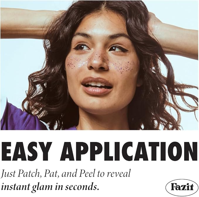 Fazit Makeup Patches - Purple Speckles - Glow Up Make-Up Patches - Cute Glitter Makeup Accessories for Women - Cosmetic Glitter for Face