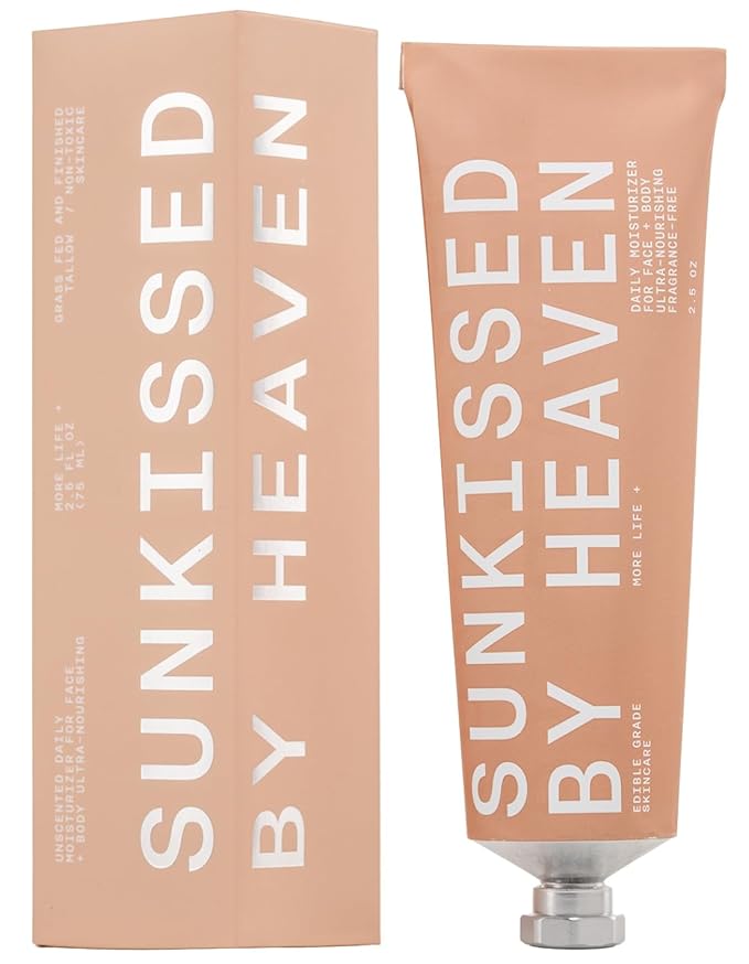 Sunkissed By Heaven Beef Tallow Moisturizer for Face & Body with Honey, Jojoba Oil & Beeswax – Grass-Fed Tallow Skincare, Unscented (2.5 oz)