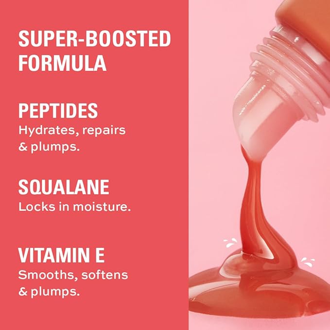 Revolution Beauty London, Juicy Peptide Lip Balm, Hydrating & Plumping Lip Balm with Sheer Color, Infused with Vitamin E & Peptides, Clear Ice, 0.27 fl oz