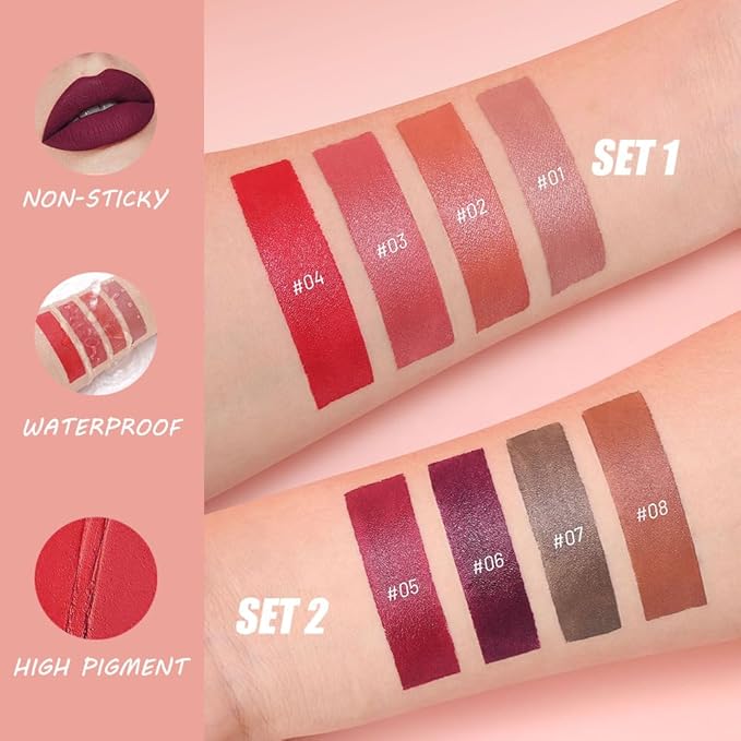Matte Lip Lipstick Crayon Lip Liner Thick Pencil, High-Pigment Outline lips, Non-sticky Matte Velvet Texture, Waterproof & Smudge-Proof Longwear Pigmented, Fit for all tones 02#