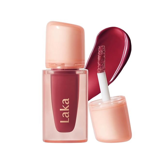 Laka Jelling Nude Gloss Mini, 1.9g/0.07oz, Sheer Hydrating Lip Oil with No Stain, Non-Sticky, Nourishing Gloss for a Fresh, Glowy Look, Vegan, Clean Beauty Makeup, K-Beauty (#317 Cherryring)