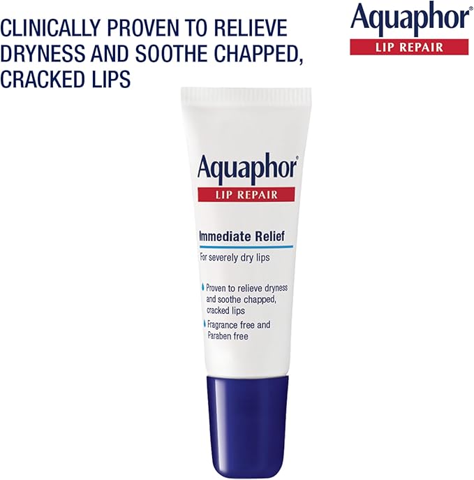 Aquaphor Lip Repair Ointment, Moisturizing Lip Balm Pack, Relieves Dryness, 0.35 Tube, Pack of 2