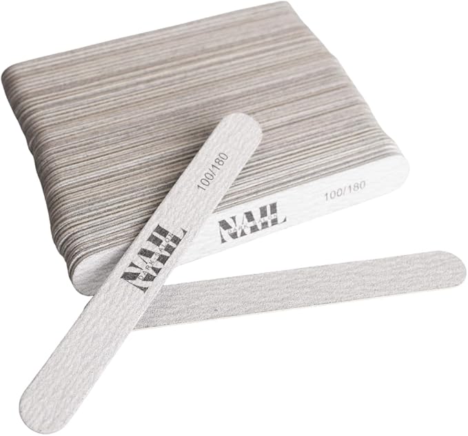 Nail Dark Professional Nail Files 100/180 Grit (Pack of 50) | Ultra-Thin Dual Sided Emery Boards for Manicure & Pedicure | Strong, Flexible Salon Grade Nail Shaping Tools