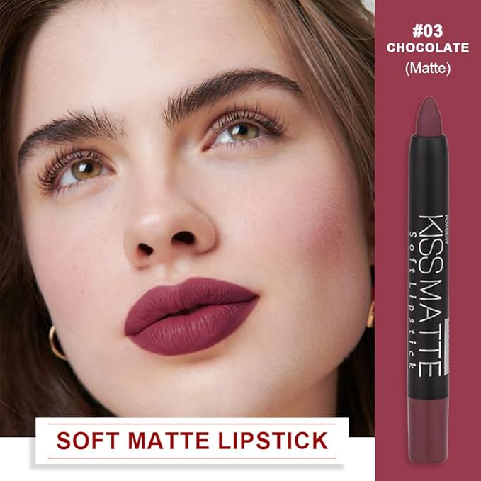 BINGBRUSH Smooth Longwear Lipstick Pack Set, Matte Color Stick Ultimate Lip Crayon for Makeup Collection - Waterproof Velvet Lipgloss Lip Stain (03#)
