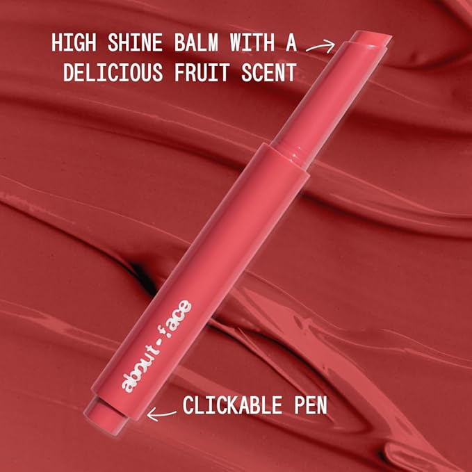 aboutface Cherry Pick Lip Color Butter – High-Shine, Hydrating Lip Balm with Pomegranate Flower Extract & Cherry Butter – Vegan, Cruelty-Free, Clean Beauty – 0.06 oz (Guava Crush – Pinky Coral)