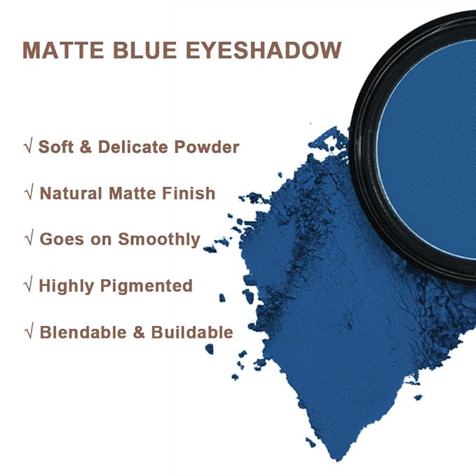 Mysense Matte Blue Single Eyeshadow Palette, Pressed Powder Eye Shadow Makeup, High Pigment Long Lasting Vegan & Cruelty Free, 211# As You