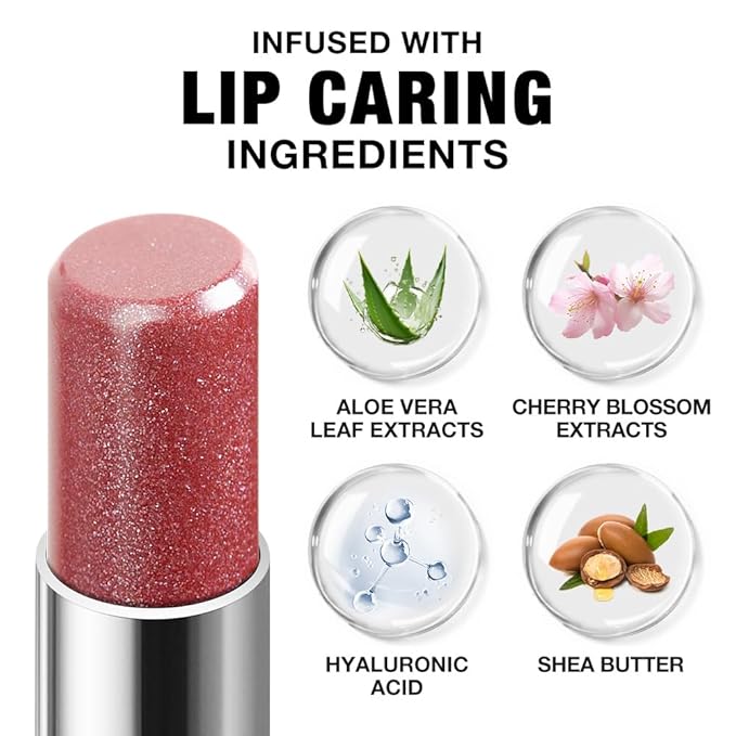Rose Red Shimmer Metallic Moisturizing Glow Plumping Lipstick Makeup, Lipstick with Metallic 3D Shine Lightweight Hydrating Formula, Glitter Lip Gloss Stain Long Lasting Waterproof (14#Rose Red)