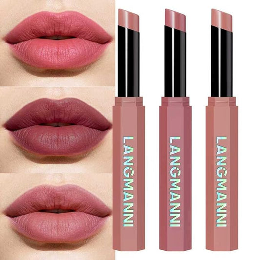 Jolilab 3Pcs Velvet Matte Lipstick Nude Matte Soft Dark Color Stick High Pigmented Long-Lasting Waterproof Lip Stick Lip Balm Beauty Cosmetics Gift for Women(Curated #2+5+7)