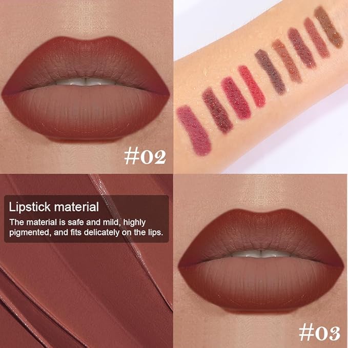 2Pcs Gradient Matte Lipstick Crayon Lip Liner pencil, Flawless Contour Gradual Ombre Effect lip Pencil, for Women Long Lasting Waterproof Smudge Proof Lipstick Pencil 02#+03#