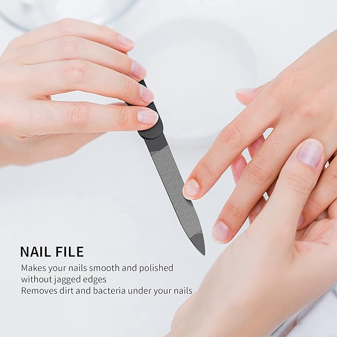 Nail Clippers Set, Sharp Stainless Steel Fingernail and Toenail Clippers, Nail Clippers for Thick Nails or Ingrown Nails, Perfect 3 PCS Black Nail Cutter for Men/Women/Kids, Set Include Nail File.