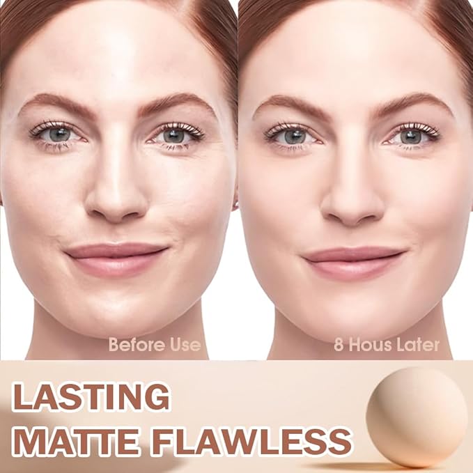 FeiCuiYun Oil Control Matte Perfection Face Powder Compact For Women, Matte Smooth Flawless Setting Powder Makeup, Polvo Compacto De Maquillaje, Waterproof Long Lasting, 0.35Oz (20 Ivory, 1)