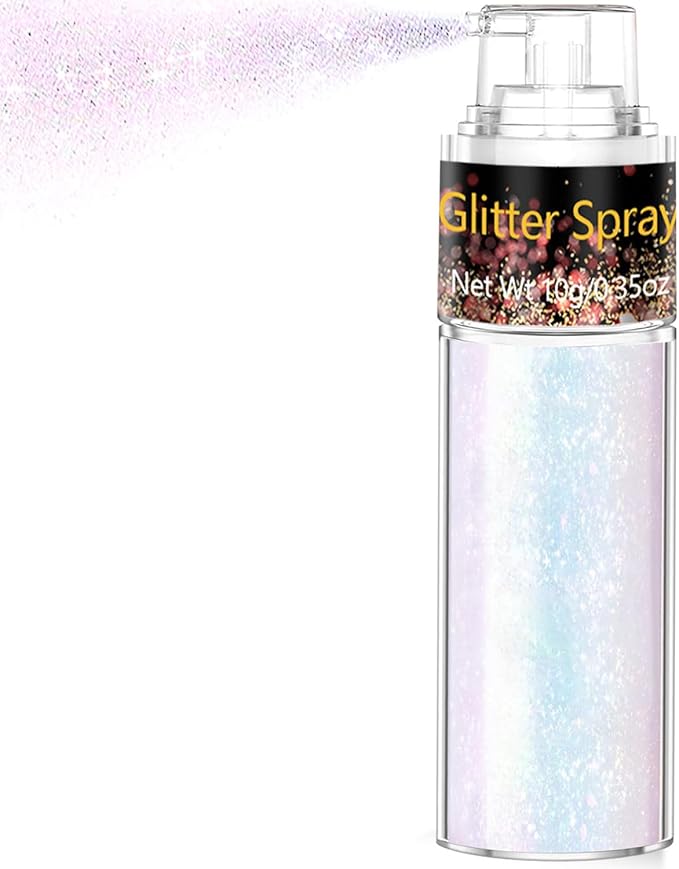Hair and Body Glitter Spray, Holographic Glitter Highlighter Powder, Face Body Clothes Shiny Glitter, Loose Shimmer Hairspray Festival Rave Prom Accessories (Sparkling Pink)