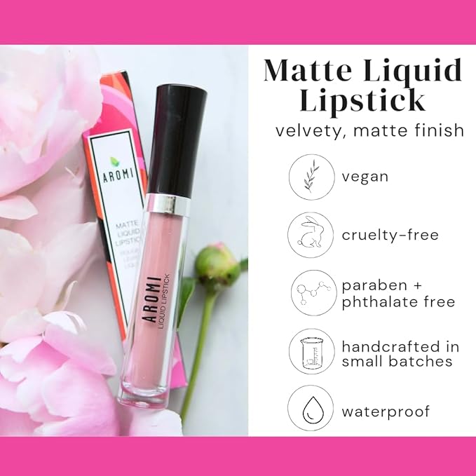 Aromi Terra Cotta Matte Liquid Lipstick | Long-Lasting, Burnt Orange Lip Color for Women, Nutmeg, Ginger Shade, Vegan, Handmade (Terra Cotta)