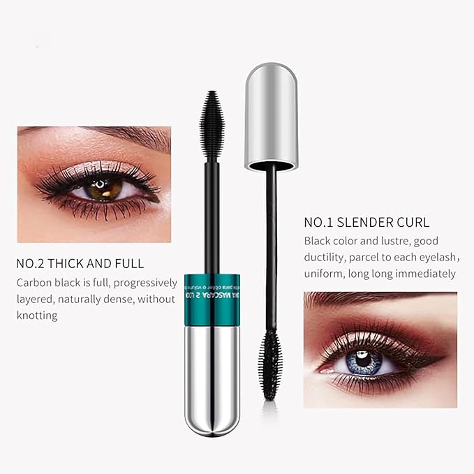 2Pcs 2 Step Lengthening & Volumizing Tubing Mascara, Smudge-Proof, Clump-Free, 2 in 1 Black Mascara For Natural Lengthening And Thickening Effect