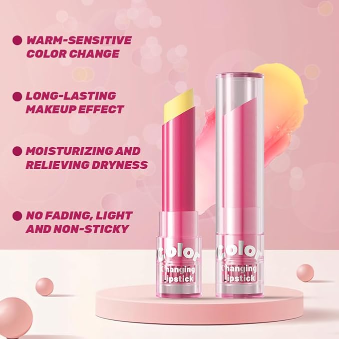 BINGBRUSH Color Changing Lipstick Set, PH Lip Balm Mood Lipstick, Natural Color-Changing Tint with Deep Moisture, Long Lasting Personalized Lip Gloss for Daily Wear or Gifts (01# Sunshine Blush)