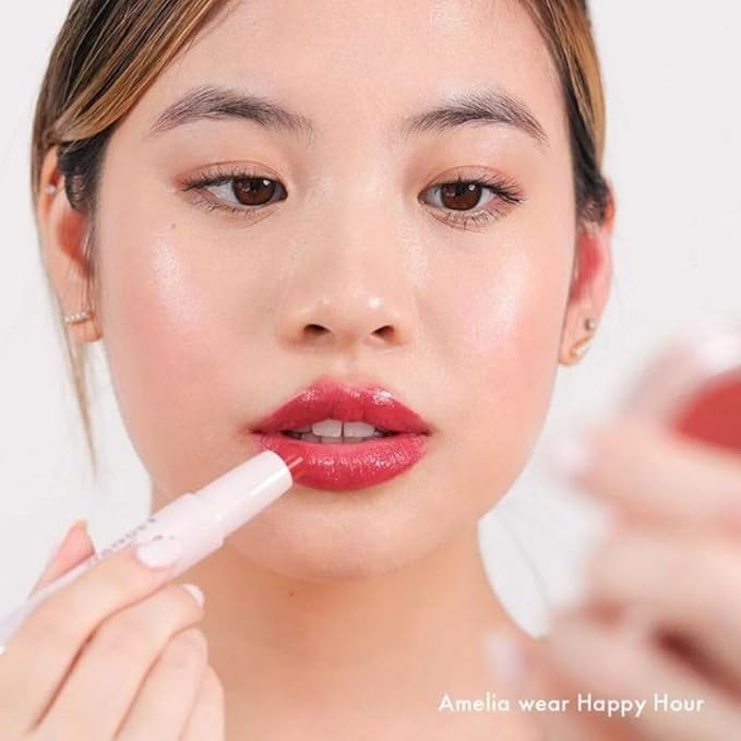 Wander Beauty Double Booked Lip Conditioner & Cream - Happy Hour/In The Clear - Dual-Sided Cream Lipstick With Vitamin E and Shea Butter - Glossy Tinted Lip Balm For Dry Cracked Lips - 0.05 oz