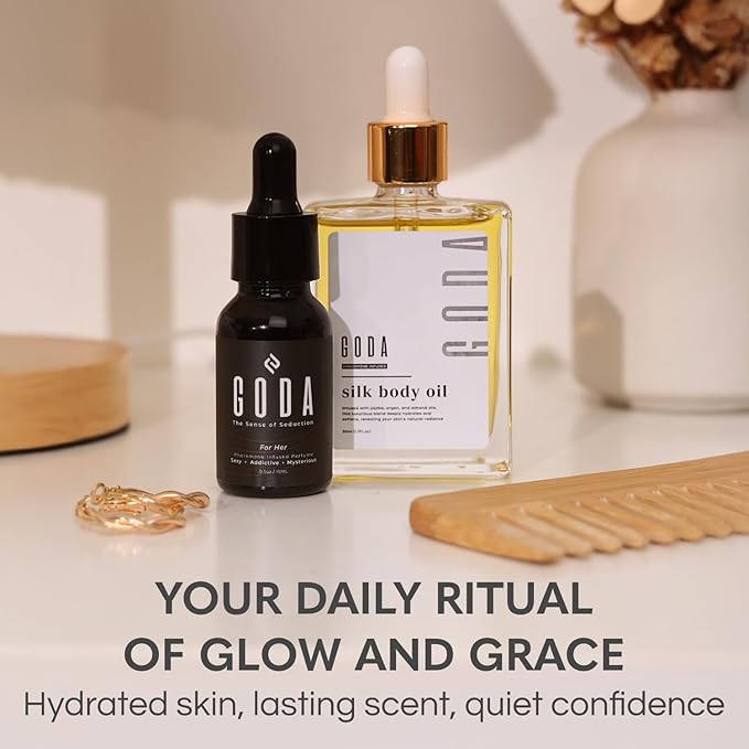 GODA for Her Perfume and Silk Body Oil for Women - Perfect Bundle for Your Daily Stunning Beauty and Attraction