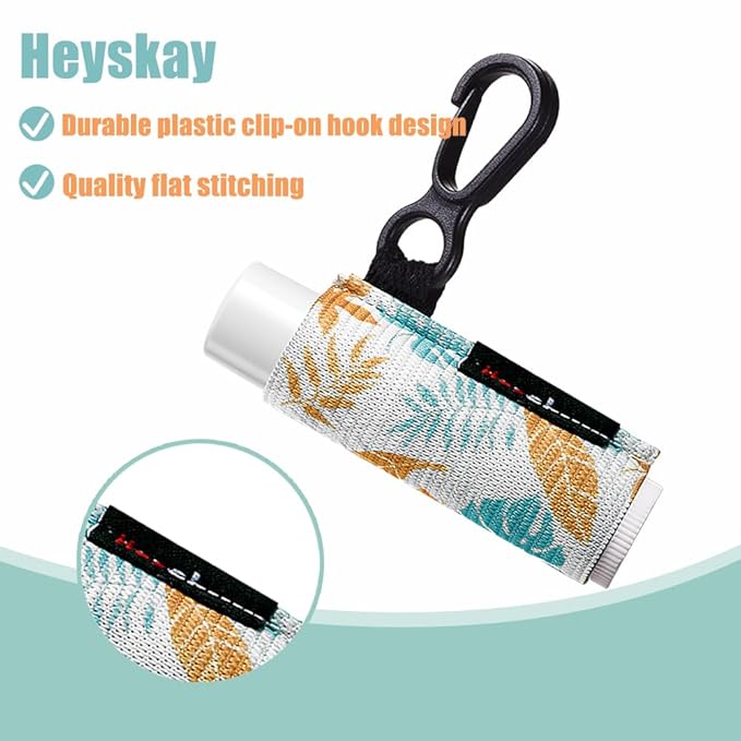 HEYSKAY 3PCS Lip Balm Holder Lipstick Sleeves Keychain Lip Gloss Holder Keychain Chapstick Elastic Sleeves(Dark blue strip)