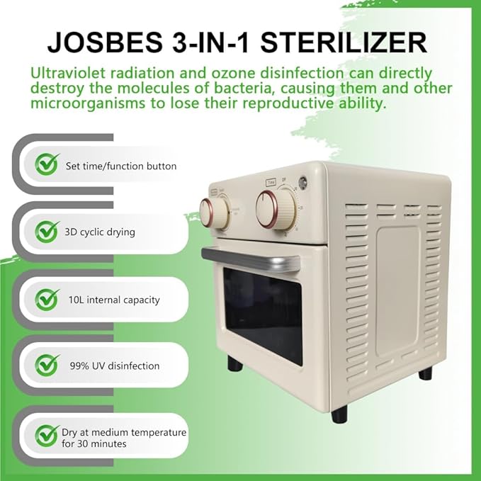Sterilizer Tools, 10L Drying and 3-in-1 Disinfection Tools 150W Sterilizer with Timer Disinfection Cabinet Suitable for Mother-Child Products, Towels, Hair Salons, Nail Studios