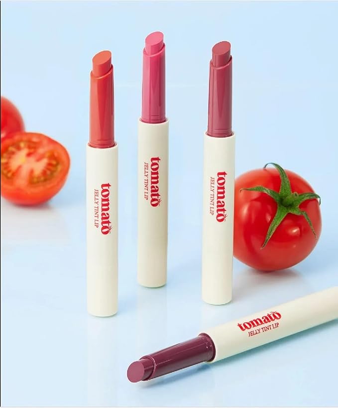 SKINFOOD Tomato Jelly Tint Lip (#03 Orange Tomato) - Moisturizing Tinted Lip Balm with Tomato Extracts, Healthy Looking Long Lasting Natural Lip Makeup - Natural Tinted Lip Balm - Lip Balm with Color