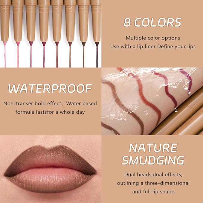 Waterproof Matte Lip Liner Pencil with Silicone Smudger – Long-Lasting Retractable Velvet Crayon, Vegan & Cruelty-Free, Define & Sculpt Lips for Work, Date, Party & Travel (07#, pack of 1)