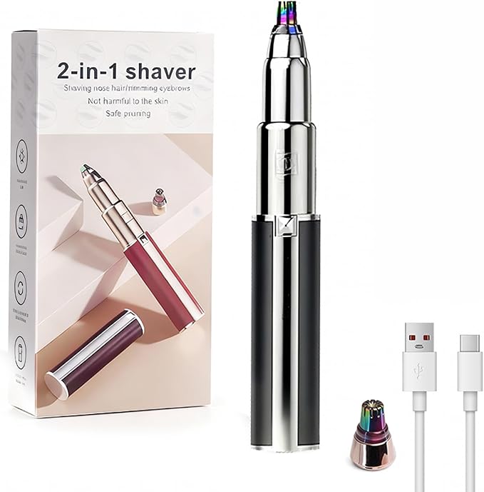 Womens Eyebrow Trimmer Rechargeable 2026 New Upgraded 2-in-1 Portable Electric Eyebrow Trimmer & Nose Hair Remover Black Waterproof Eye Brow Razors Electric with USB Charging