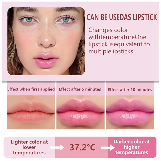 Jelly Color Changing Lipstick Queen,Mood Moisturizer Long Lasting Lip Care Lip Balm Magic Waterproof Lip Gloss Glossly Makeup Lipstick Set for Women (3pcs pink)