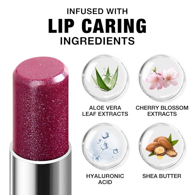 Mauve Pink Shimmer Metallic Moisturizing Glow Plumping Lipstick Makeup, Lipstick with Metallic 3D Shine Lightweight Hydrating Formula, Glitter Lip Gloss Stain Long Lasting Waterproof (07#Mauve Pink)
