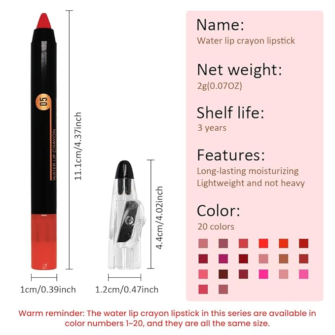Charm Orange Matte Lip Liner Crayon with Sharpener - Waterproof Smudgeproof Long-Wear Lip Pencil, Creamy Pigmented Lip Crayon for Women, 12HR Stay Silky Velvet Lip Liner 05#