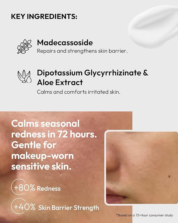 Centella Asiatica Serum,Calmer Intense Soothing Serum with Madecassoside for Sensitive Skin, Soothe & Repair Skin Barrier, Redness Relief, Fragrance Free, 1 Fl Oz