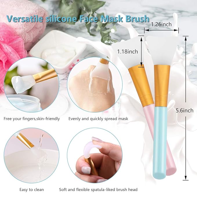 Silicone Face Scrubber, 2pcs Exfoliating Lip Brush, 2pcs Face Cleansing Brush & Silicone Facial Mask Brush Exfoliator Blackhead Skin Care Tool