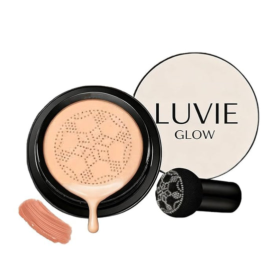 Luvie Glow Foundation Cushion, Mushroom Head Air Cushion CC Cream, Air Cushions Foundation Long Lasting Matte Concealer for All Skin Types (brunet brown)