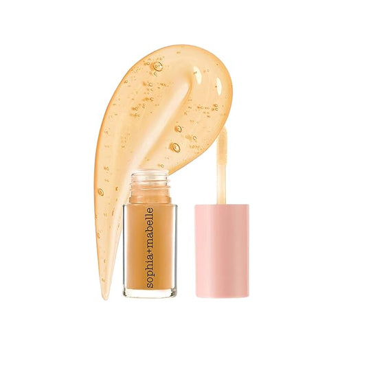 Sophia + Mabelle Hydrating Fruit Lip Oil – Lightweight, Non-Sticky, Tinted Gloss Oil – Nourishing, High-Shine, Flavored Lip Treatment – Yuzu, Lychee, Mango – 3.7g (MANGO (Citrus), Standard)