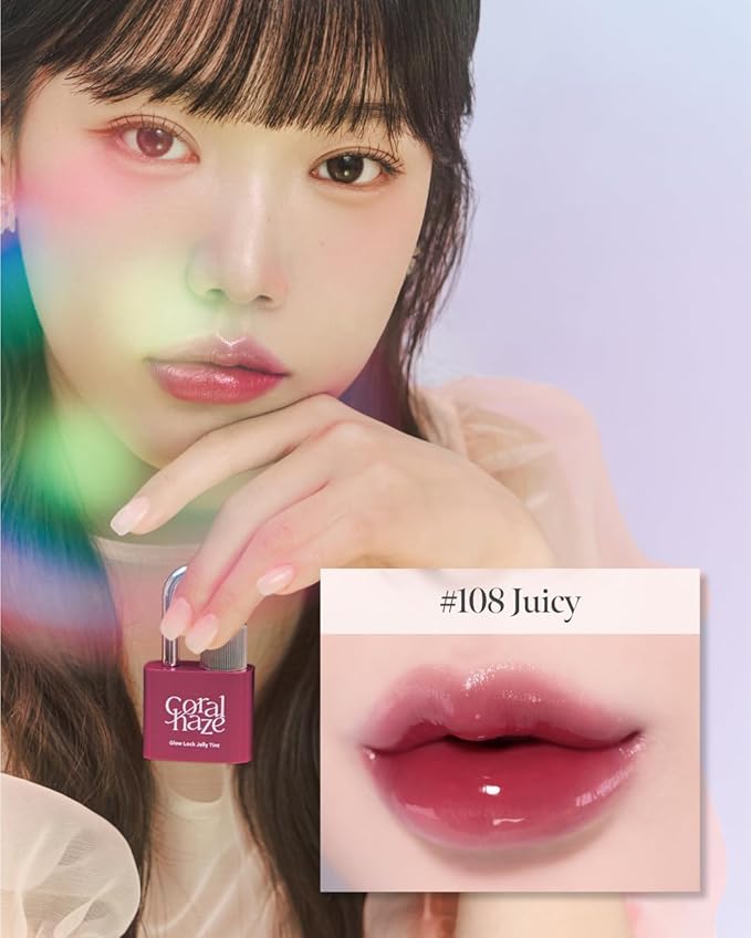 Glow Lock Jelly Tint 108 Juicy 4g, Hydrating Jelly Glow Lip Stain, Glass-Like Shine Lip Gloss, Long-Lasting Color, Moisturizing Lip Enhancer, Collectible Lock-Shaped Design, Korean Makeup