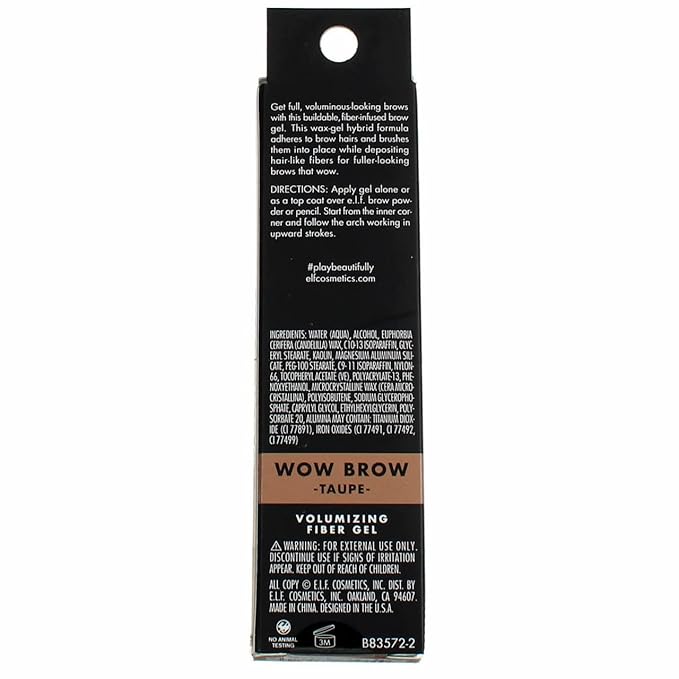e.l.f. Wow Brow Gel, Volumizing, Buildable, Wax-Gel Hybrid, Creates Full, Voluminous-Looking Brows, Locks Brow Hairs In Place, Taupe