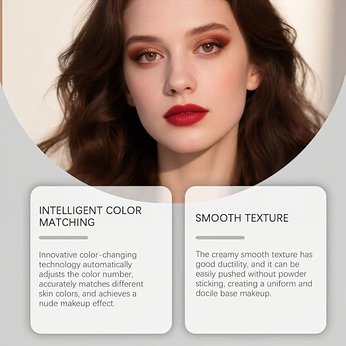 Color Changing Foundation Stick, Medium to Full Coverage Dewy Finish Base Makeup, Dual-Ended with Soft Brush for Flawless Look, Portable & Travel-Friendly (Ivory White)