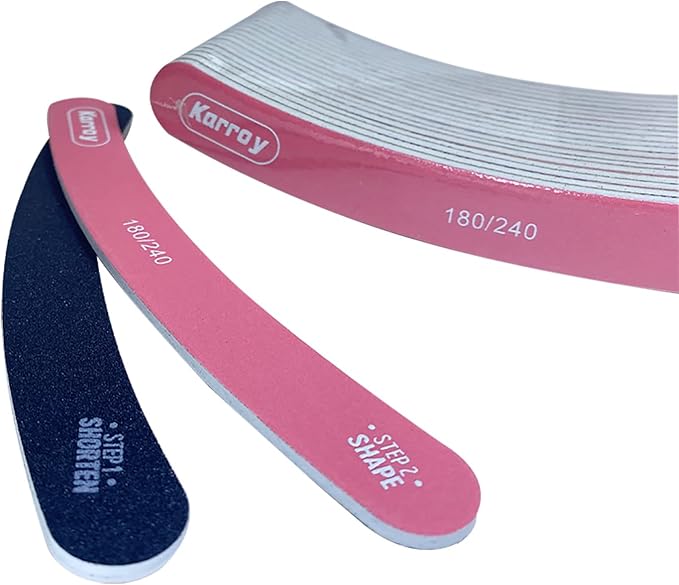 Karroy Nail File 20pcs Dual Sided Nail Files for Natural Nails Emery Boards Nail Filer for Acrylic Nail 180/240 Grit