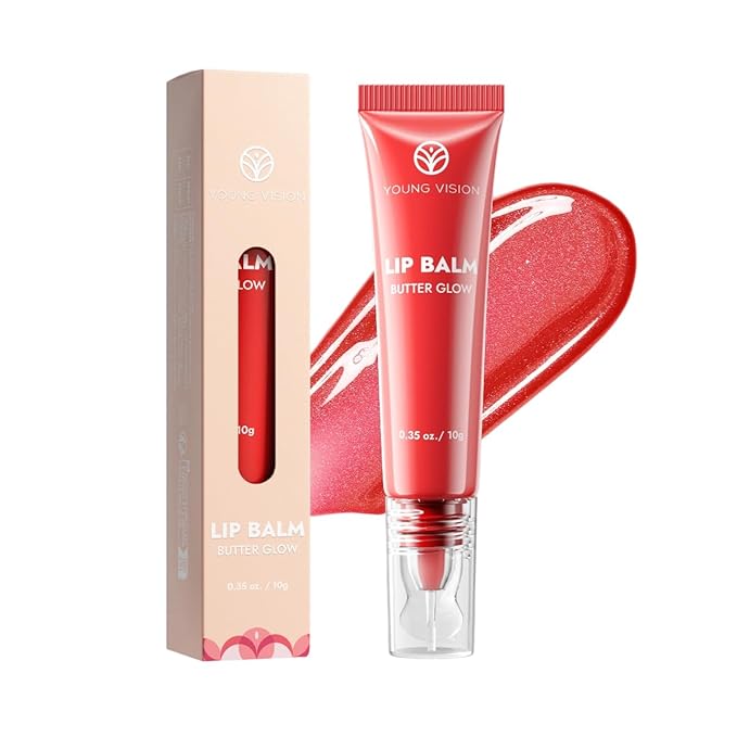 YOUNG VISION Glossy Lip Gloss Hydrating Butter Lip Plumper, Moisturizing Non-stick High Shine Natural Plumping Tinted Lip Gloss Oil for Women with Shine, Korean-Style Lip Gloss Set Bulk
