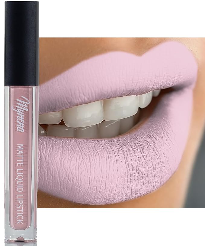 Mynena Soft Pink Nude Matte Liquid Lipstick | Long-Lasting Comfort | Smudge-Proof Transfer-Resistant Vegan & Cruelty-Free | Full Coverage Non-Drying True Pigment | All-Day Wear Lip Color | Grace