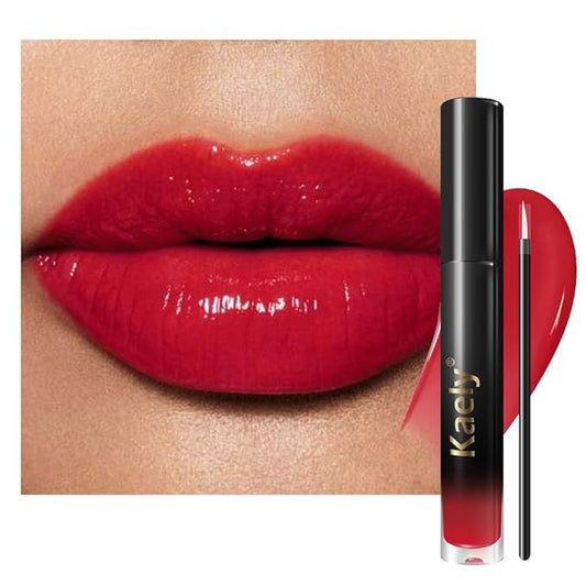 Kaely Longwear No-Budge Lipstick for Women, Highly Pigmented Liquid Lip Color Makeup, Non-Transfer Lip Gloss Stain Waterproof Smudge Proof 24 Hour, Instant Shine, Vegan & Cruelty-Free, 15 WICKED