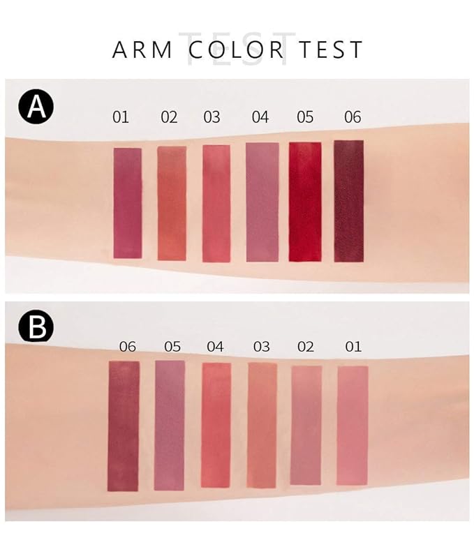 VeniCare 6Pcs Matte Liquid Lipstick Makeup Set, Matte liquid Long-Lasting Wear Non-Stick Cup Not Fade Waterproof Lip Gloss (Set A)
