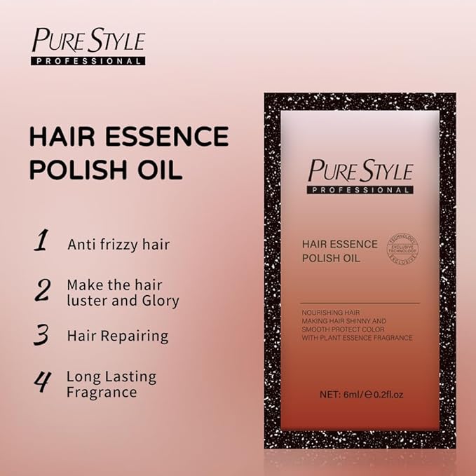 ysnstyle 5pcs Hair Essence Polish Oil, Anti-Frizz Curly Dry Hair, Luster Enhancing, Long-Lasting Fragrance, Nourishing Hair repair Treatment Serum for Smooth Shiny Hair, Travel Size 6ml/1packet
