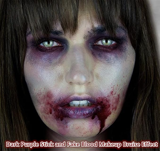 Go Ho 3 PCS Dark Purple Green Black Cream-Blendable Sticks,Waterproof Green and Purple Face Body Paint Professional SFX Makeup,Safe Facepaint &Lip Smacking for Festival Halloween Witch Makeup