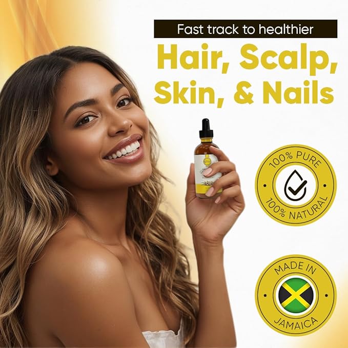 Kisii Jamaican Black Castor Oil – 100% Pure Castor Oil for Hair Growth, Scalp Care, Glowing Skin and Nails. Made in Jamaica - 4 oz Glass Bottle