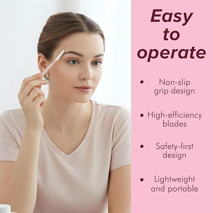 Eyebrow Razor for Women with 12 Refill Blades, Face Razors for Women Dermaplaning, Face Dermaplaning Tool with Dust Cover, for Eyebrows, Facial Hair, Peach Fuzz And Dead Skin Cells