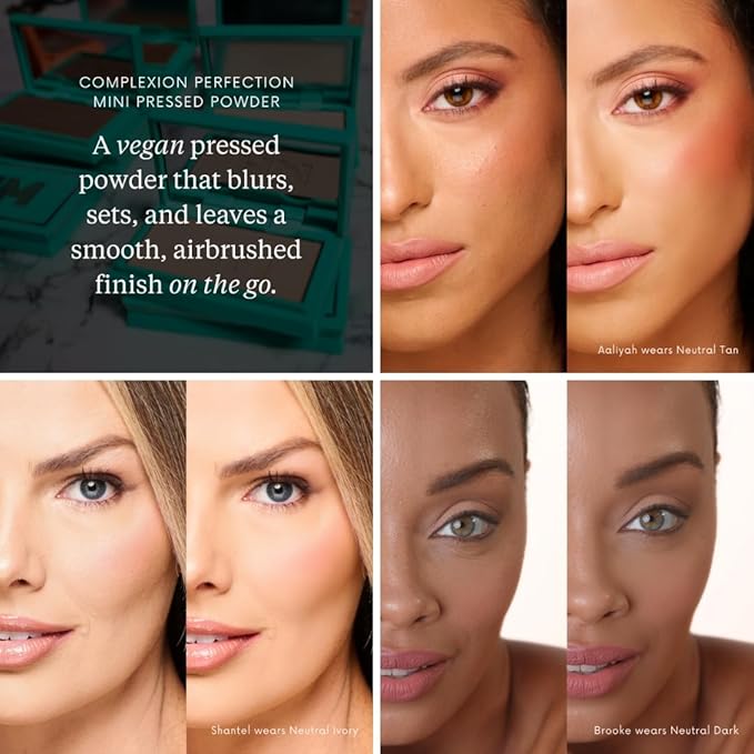 Haute Minute Translucent Smooth Setting Vegan Mini Pressed Powder Makeup and Blurring Face Powder Foundation Full Coverage — Perfect for Travel Size Make Up, Talc-Free, For Oily & Dry Skin with Mirror