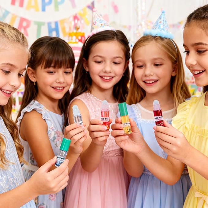 Kaely 12Pcs Mini Roll On Kids Lip Gloss, Fruit Flavored Lipgloss Set for Girls & Teens Party Favors, Hydrating & Moisturizing Lip Gloss Oil Makeup, Birthday Christmas Gifts, Vegan & Cruelty-Free