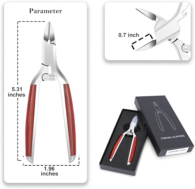 Podiatrist Toenail Clippers for Ingrown&Thick Toenails, alicates para uñas de pies, Luxury Wooden Handle Nail Clippers, Professional Toenail Cutter for Seniors, Men, Women