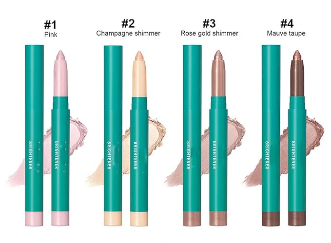 4Pcs Eyeshadow Stick, Eye shadow Brightener Stick Glitter Highlighter Makeup Eye Liner, Shimmer Creamy Long Lasting Eye Makeup(4 colors